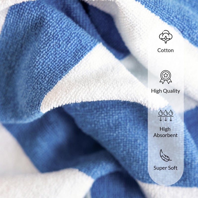 Salt Earth Cotton Striped Beach Cabana Towel, 6 Pack - 30"x60" Quick Dry Towels, Pool Essentials, Travel, Gym & Bathroom Towels, Oversized Beach Vacation Essentials (Multicolour) - Image 4