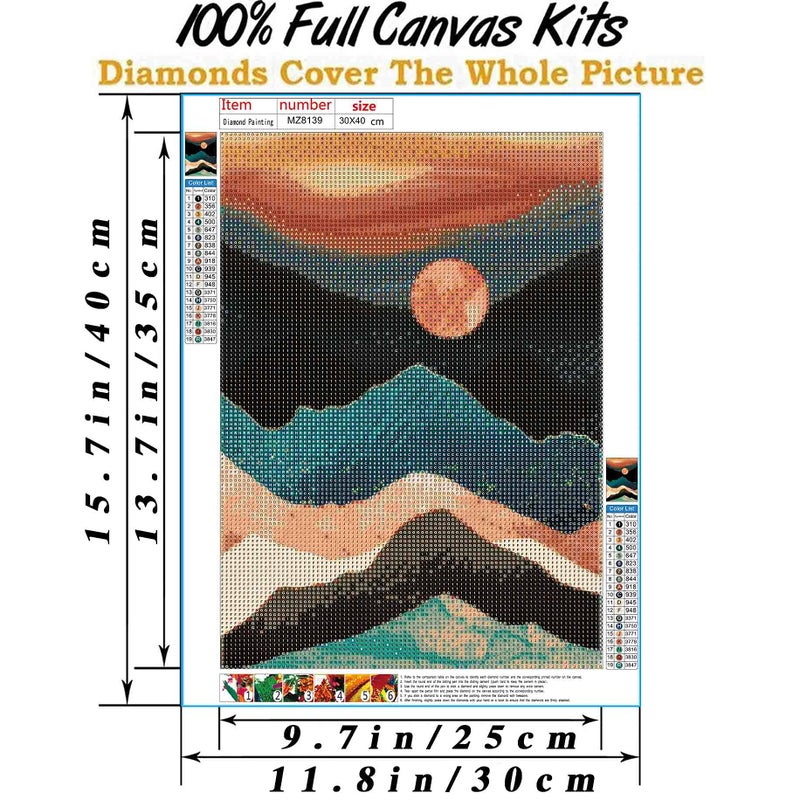 Hestarcul Diamond Painting Mountain Kit,Diamond Art Kits for Adults,Abstract Scenery Paint with Diamonds Round for Gift,Wall Decor(12x16) (Mountain) - Image 4