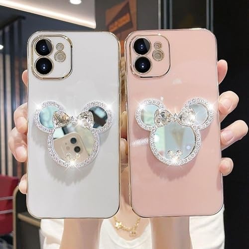 KC Back Cover for Vivo V60 5G / V60e 5G / Vivo T4 Pro 5G Round Bunny Mirror Electroplated Soft Silicone Camera Protection Case - Pink - Image 3