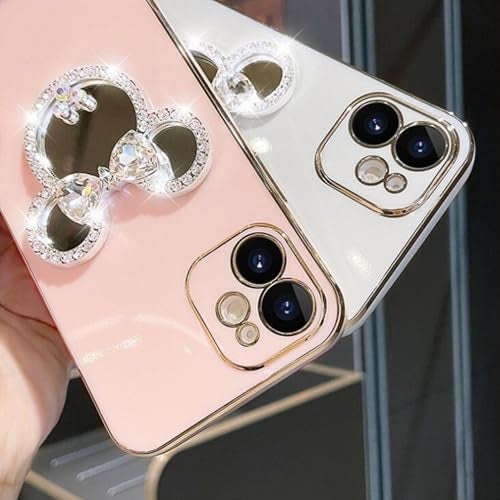 KC Back Cover for Vivo V60 5G / V60e 5G / Vivo T4 Pro 5G Round Bunny Mirror Electroplated Soft Silicone Camera Protection Case - Pink - Image 5