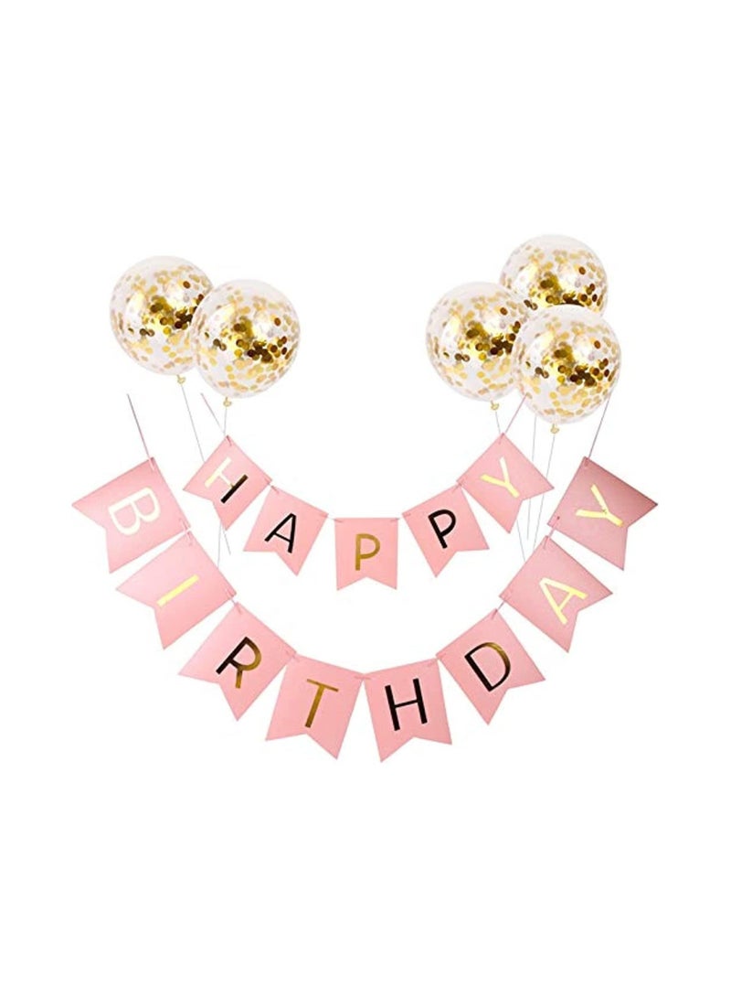 Cool Baby Beauenty Five Balloons +Happy Birthday Gilding Happy Birthday Letter Pull A Banner Banner Fish Tail Hang A Flag - Image 1