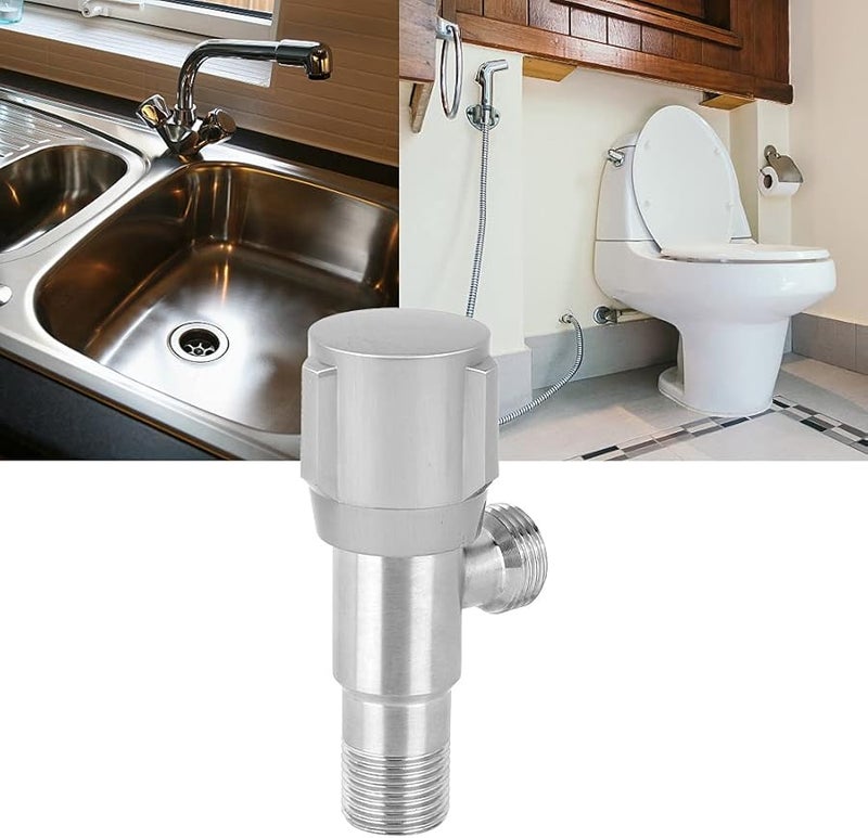 صمام زاوية من الفولاذ المقاوم للصدأ G1 2 بوصة خيطي من النوع الجداري للحمام والمرحاض - Image 1