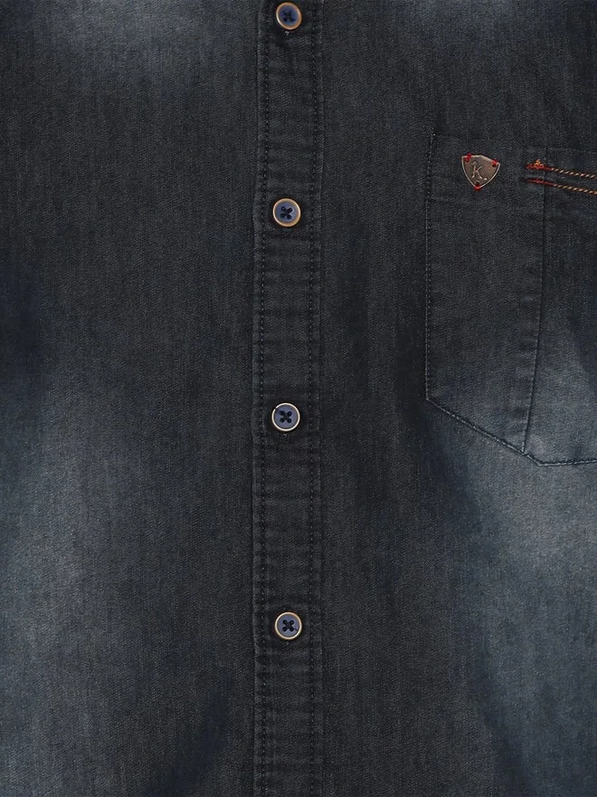 Kuons Avenue  KUONS AVENUE Men Black Faded Denim Shirt for Men | Best Price UAE