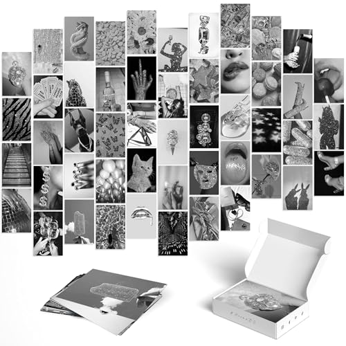 Y2K BOO Black and White Wall Art Prints - Modern Chic Wall Collage Kit, 50pcs 4x6 Photo Card Set for Trendy Room Decor, Glamorous Party Posters for Teen Girls Dorm & Bedroom - Image 1