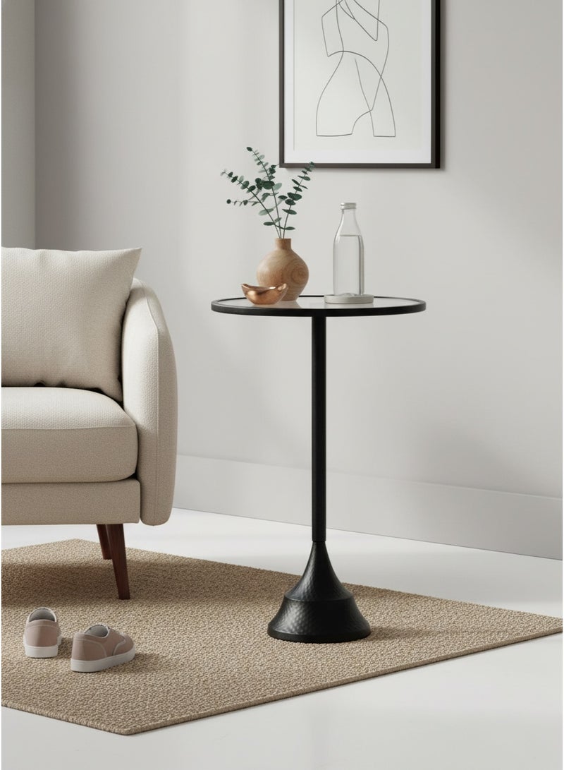 Living Glass service table with black steel base, 60X35 cm - Image 1