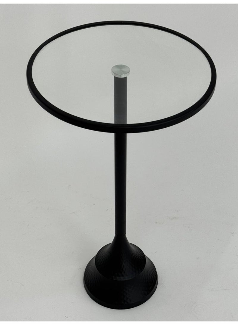 Living Glass service table with black steel base, 60X35 cm - Image 5