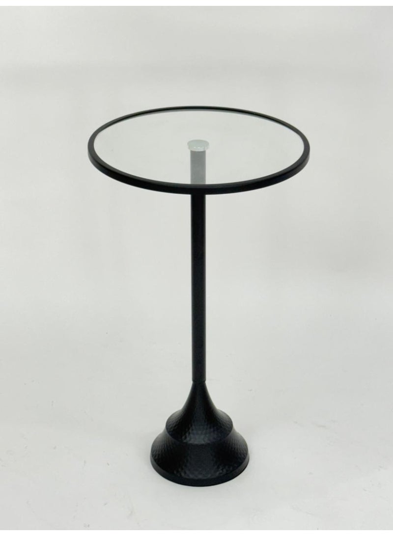 Living Glass service table with black steel base, 60X35 cm - Image 4