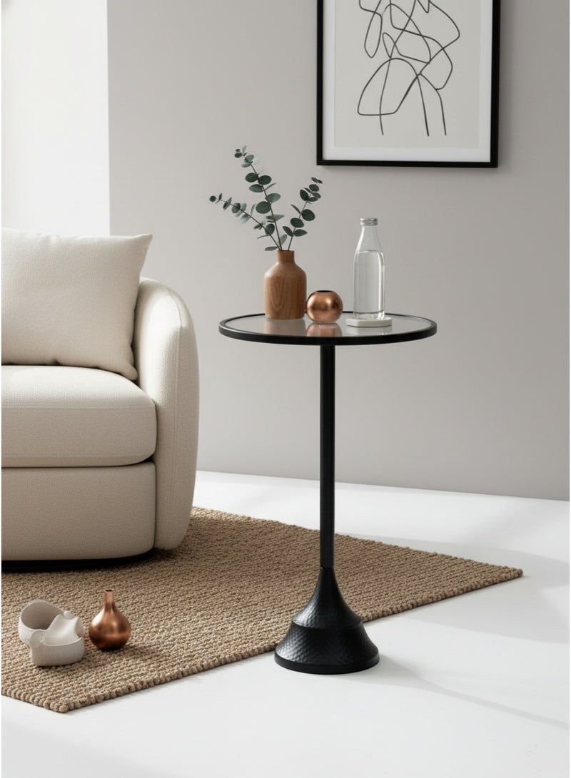 Living Glass service table with black steel base, 60X35 cm - Image 3