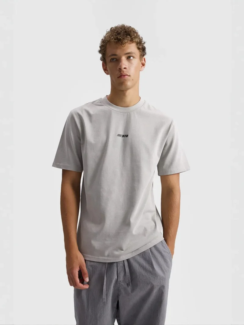 GIESTO Relaxed Fit Logo Print Crew Neck T-Shirt