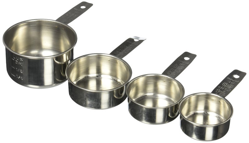 Crestware Stainless Steel Measuring Cup Set One Quarter Cup One Third Cup Half Cup 1 Cup Measures