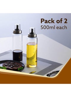 AGARO AGARO Elite Borosilicate Glass Oil Dispenser With Capacity Markings, Pack of 2, 500 Ml each, Metallic Lid, Oil Bottle Jar, Transparent  - Image 2