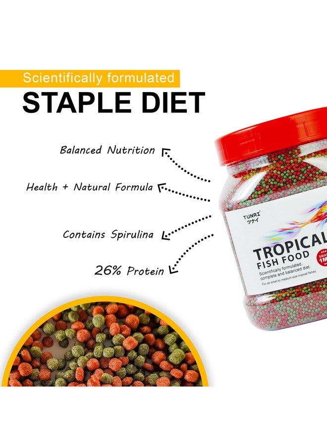 طعام أسماك استوائي للحوض يحتوي على 26% بروتين | حبيبات 1.2 مم، 250 جرام | مثالي للأسماك البالغة الصغيرة والمتوسطة الحجم - Image 2