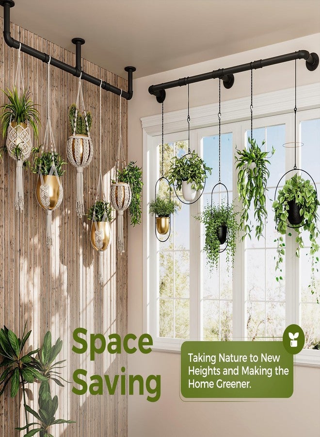 Bamworld Window Plant Hanger Indoor 63in 2PCS Hanging Planters for Indoor Plants Hanging Plants Holder Hanging Rod Window Plant Shelves Wall Planters Pot/Chain/Plant Not Included (Black) - Image 3