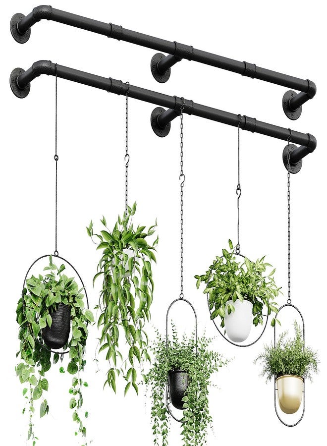 Bamworld Window Plant Hanger Indoor 63in 2PCS Hanging Planters for Indoor Plants Hanging Plants Holder Hanging Rod Window Plant Shelves Wall Planters Pot/Chain/Plant Not Included (Black) - Image 1