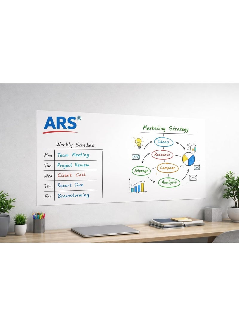 ARS Whiteboard Sticker for Wall,  Peel and Stick Dry Erase White Board Roll, Stain-Proof Self-Adhesive Whiteboard Paper for Home, Office, Classroom, Included Starter Kit - Image 3