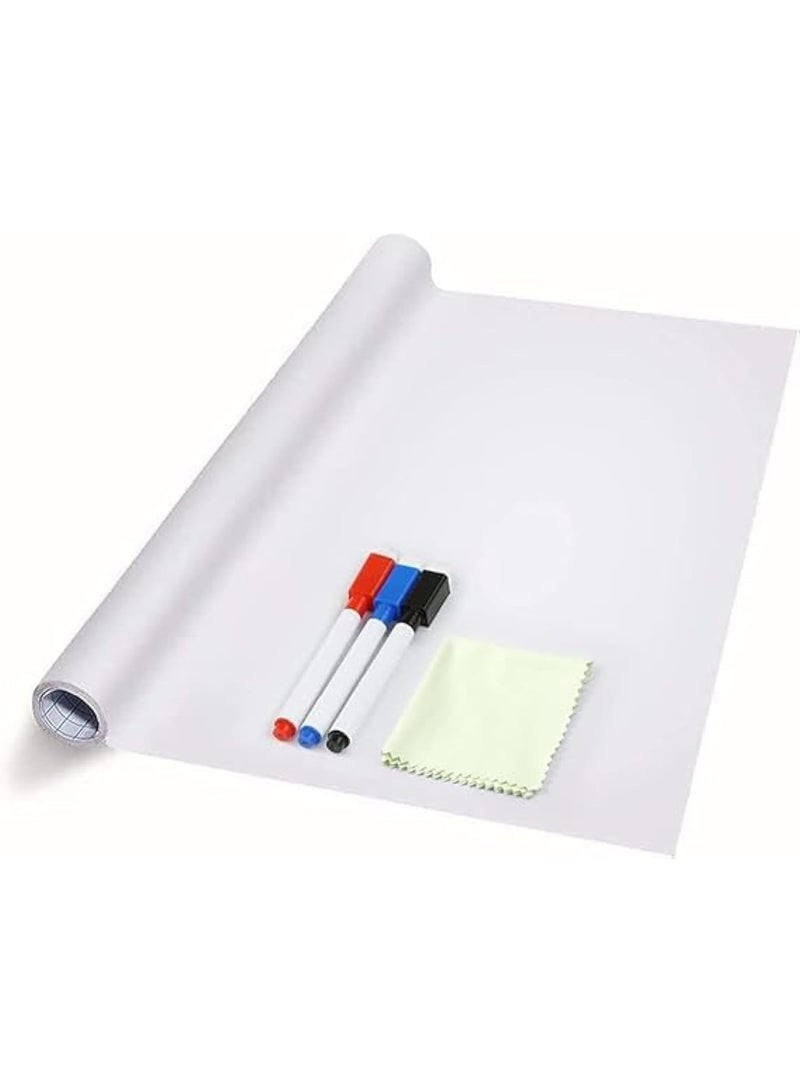 ARS Whiteboard Sticker for Wall,  Peel and Stick Dry Erase White Board Roll, Stain-Proof Self-Adhesive Whiteboard Paper for Home, Office, Classroom, Included Starter Kit - Image 1