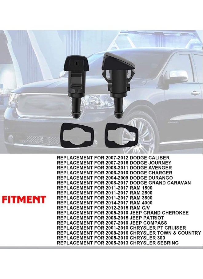 Topleo - 2PCS Front Windshield Washer Nozzles, Windshield Wiper Sprayer Nozzle Jet Kit Replacement for Chrysler, Dodge, Jp, Ram Replaces 4805742AB, 4805742AC, 5113049AA, 55077460AA, 5303833AA - Image 1