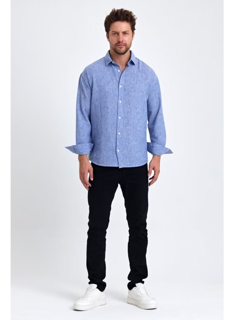 Cool Tarz Cool Style Men's Shirt Collar Linen Blend Regular Fit Shirt - Image 2