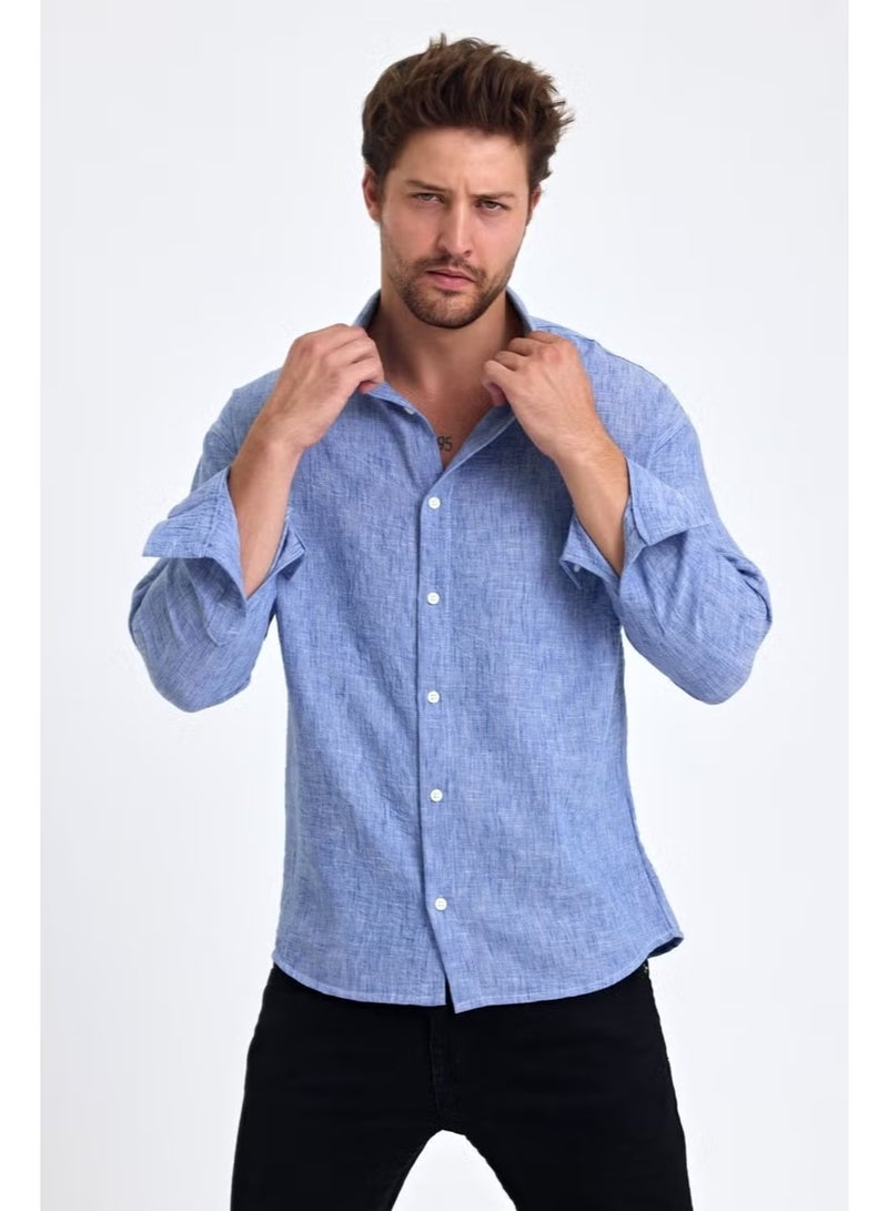 Cool Tarz Cool Style Men's Shirt Collar Linen Blend Regular Fit Shirt - Image 1