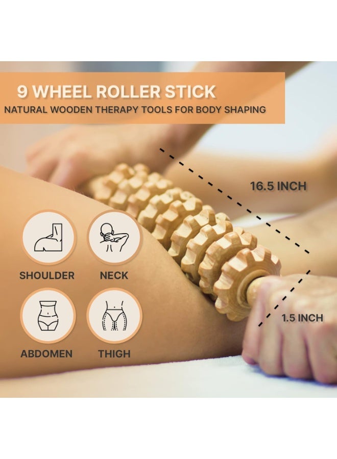 DPTER 6-in-1 Wood Therapy Massage Tools Kit- Maderoterapia Massager Roller, Gua Sha, Manual Wooden Fascia Massage for Cellulite Release, Muscle Blasting, Pain Relief, Body Sculpting - Image 3