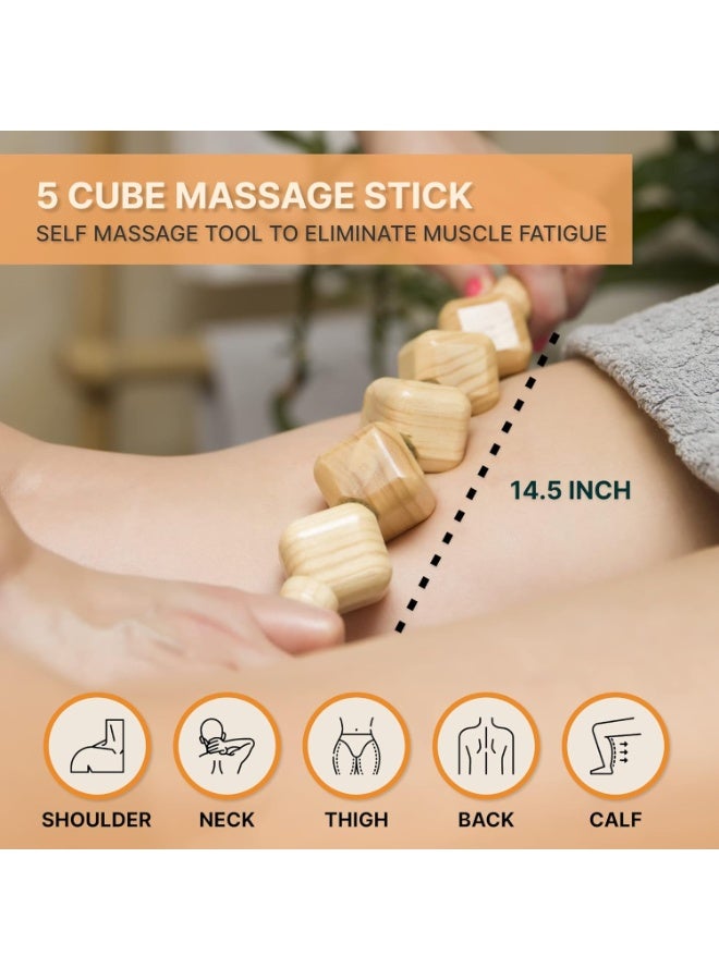 DPTER 6-in-1 Wood Therapy Massage Tools Kit- Maderoterapia Massager Roller, Gua Sha, Manual Wooden Fascia Massage for Cellulite Release, Muscle Blasting, Pain Relief, Body Sculpting - Image 5