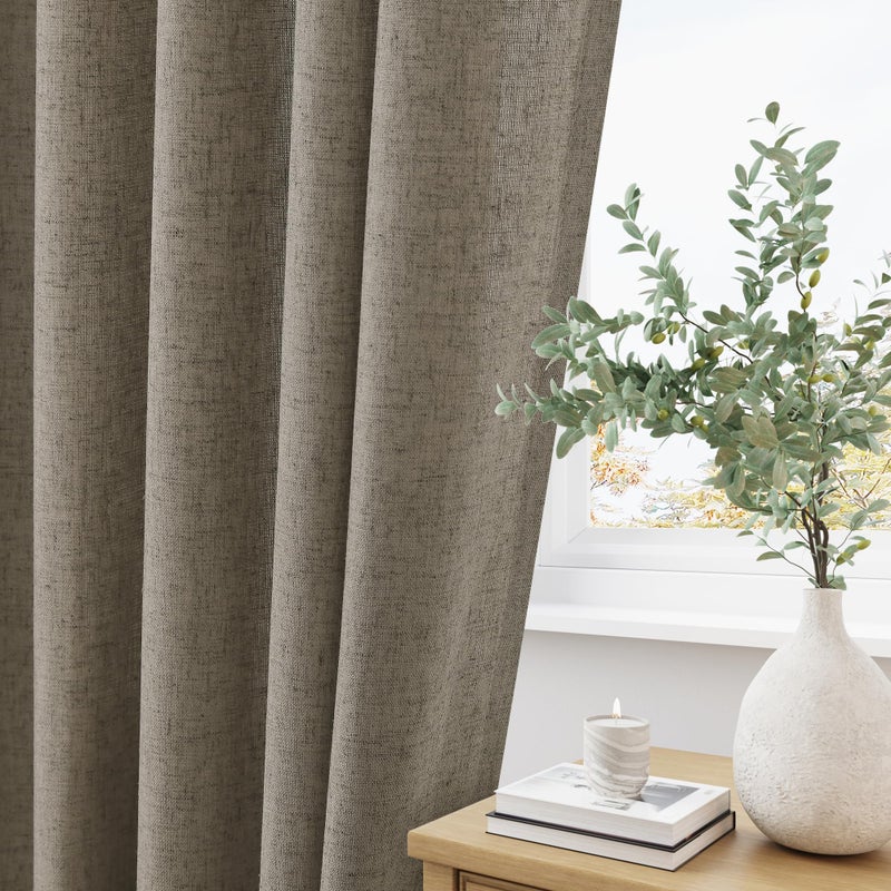 Aersas Mocha Pinch Pleat Linen Curtains 102 Inch Length 2 Panels Set for Bedroom Dinging Room Semi Sheer Boho Farmhouse Neutral Window Curtains 102 Inches Long for Living Room Nursery 40x102 - Image 3