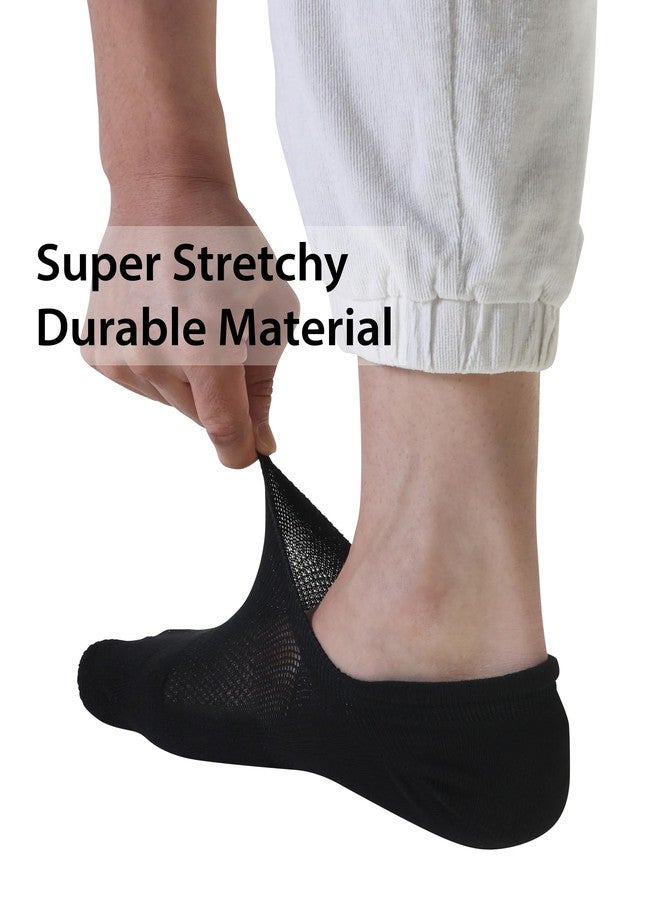 Pro Mountain Wide Toe Box No Show Running Socks For Health Men Arch Support Athletic Workout Gym Heel Tab Size L Black 6 Pairs Instep Mesh Men Shoes 9-11 - Image 3