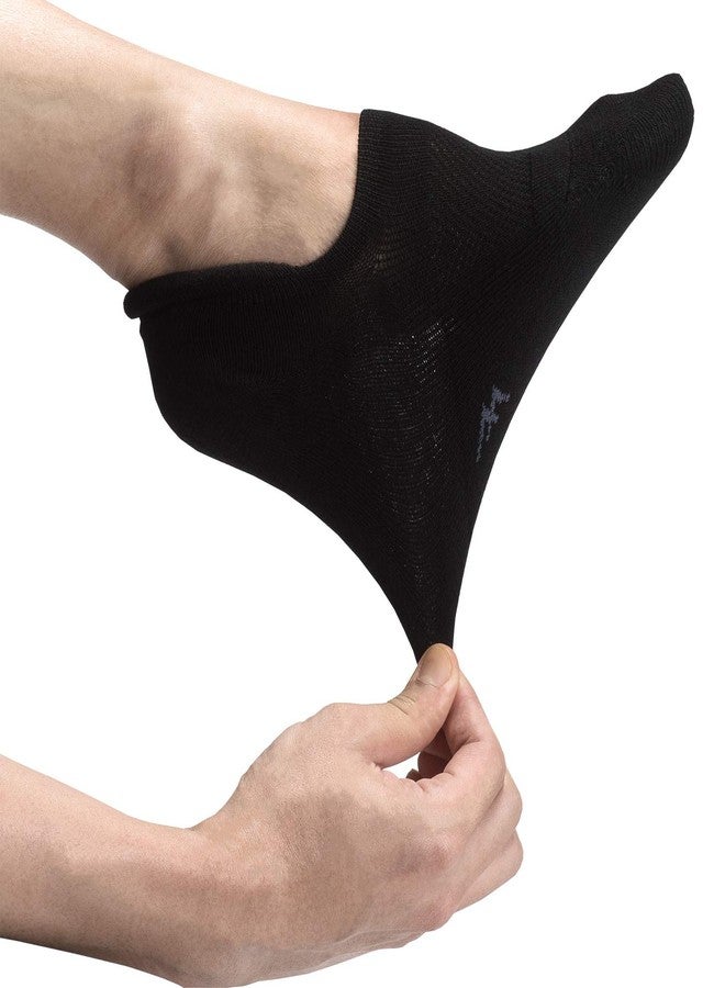 Pro Mountain Wide Toe Box No Show Running Socks For Health Men Arch Support Athletic Workout Gym Heel Tab Size L Black 6 Pairs Instep Mesh Men Shoes 9-11 - Image 1