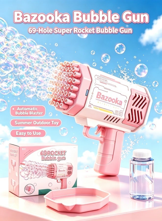 Upgraded Light Bubble Gun 69 Holes Include Bubble Fluid, Children Indoor Outdoor Summer Birthday Toy Gift - Image 1
