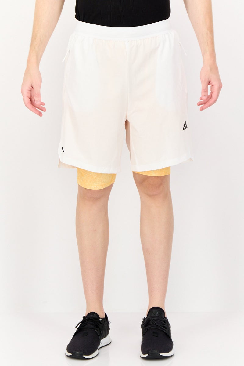 Adidas Men Sportswear Fit 9 Inseam 2 in 1 Outdoor Shorts, White - Image 1