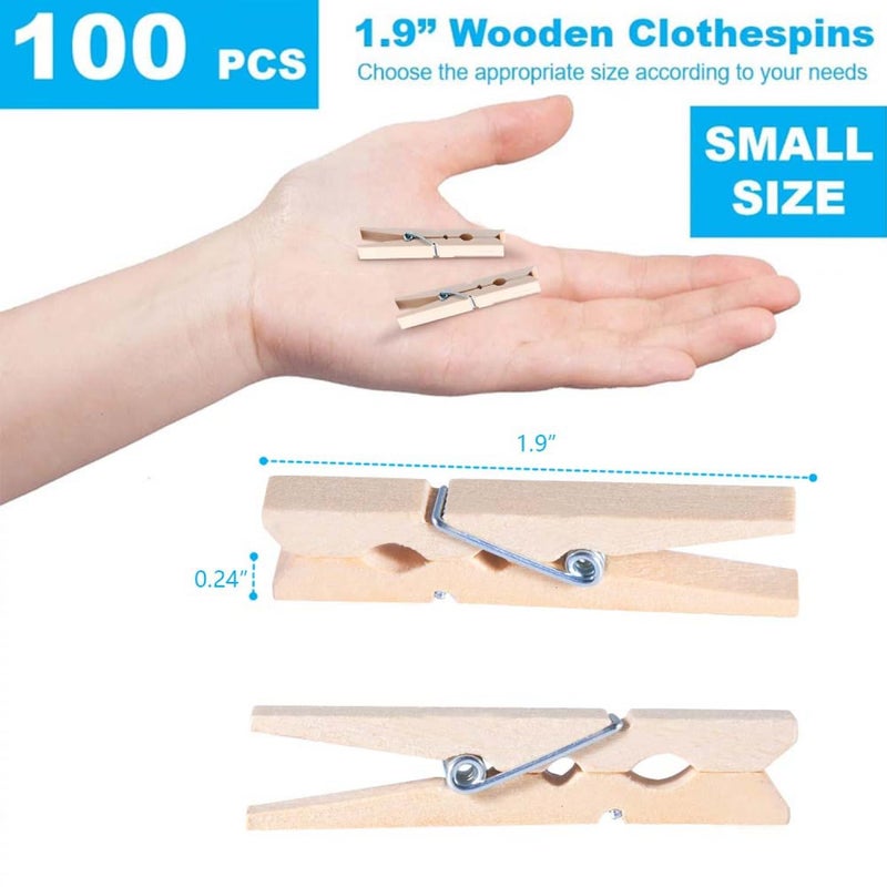 Senseyo 100 Pcs 1.9 Inch Wooden Clothespins Clips For Hanging Clothes  Craft  Home - Image 2