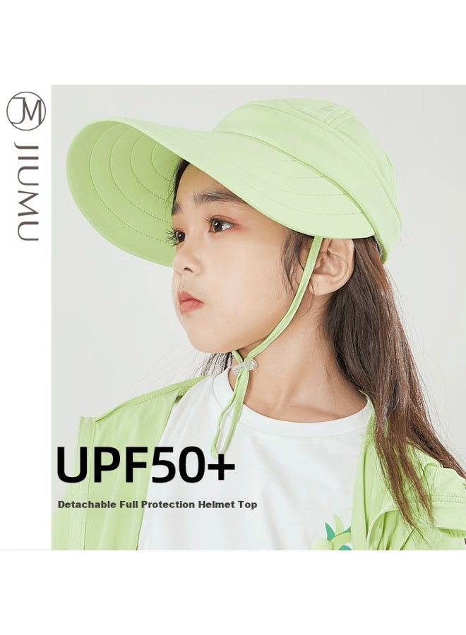 Jiumu Detachable Top Sun Hat For Kids Summer Outdoor Uv Protection Sun Cap Uni Cj006 Apple Green