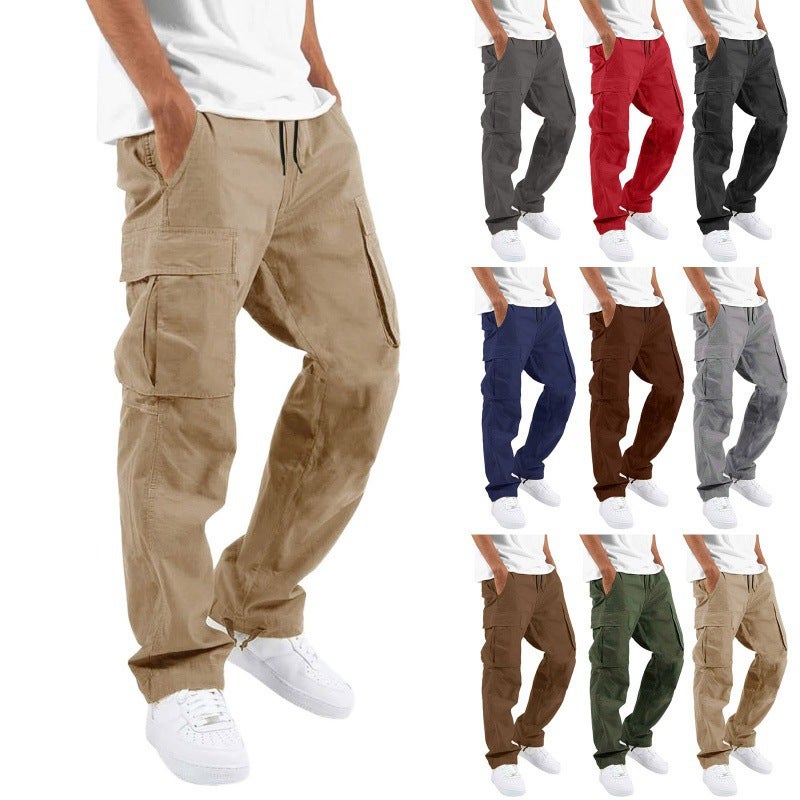 Workwear Casual Pants Men'S Drawstring Multi-Pocket Long Pants - Image 2