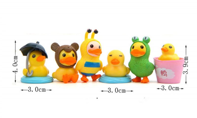 BHOOLU&GOOLU Cute Miniature Stylish Yellow Duck Cartoon Model - 6 Pcs - Style 1 (Hight : 2.5-4.5 CM) - Image 2