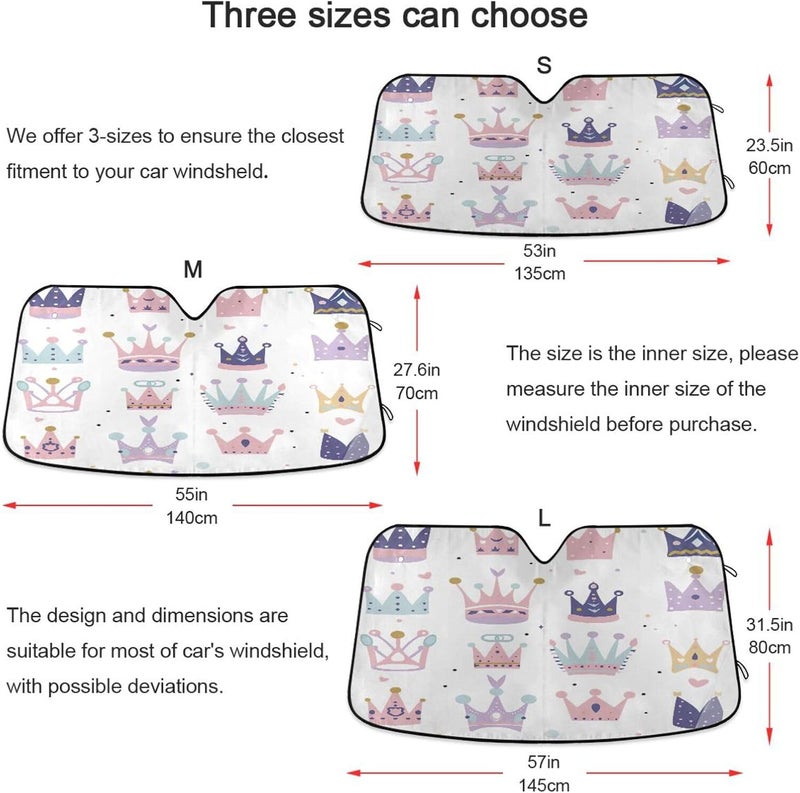Crown Car Windshield Sun Shade Foldable Sun Visor Automotive Sunshades for Car Truck SUV Blocks UV Rays Keep Your Vehicle Cool - Image 5