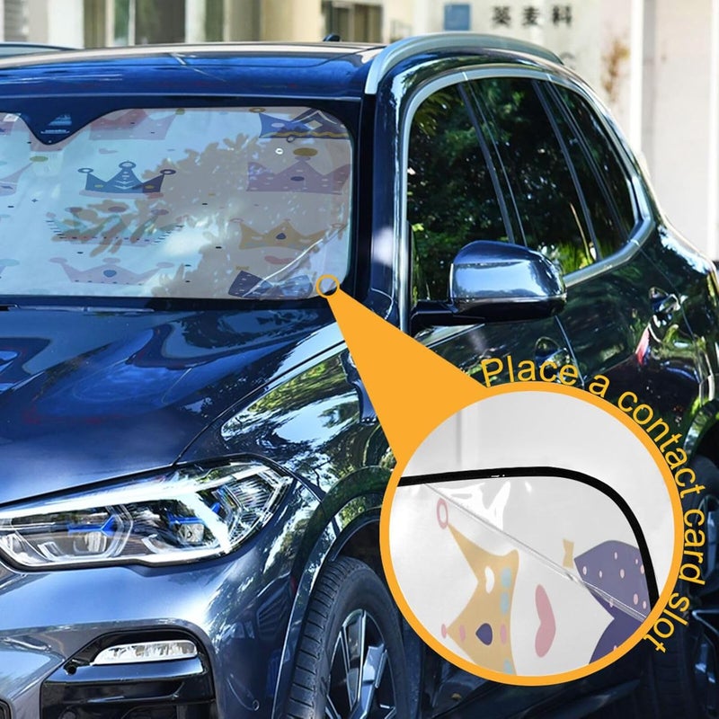 Crown Car Windshield Sun Shade Foldable Sun Visor Automotive Sunshades for Car Truck SUV Blocks UV Rays Keep Your Vehicle Cool - Image 3