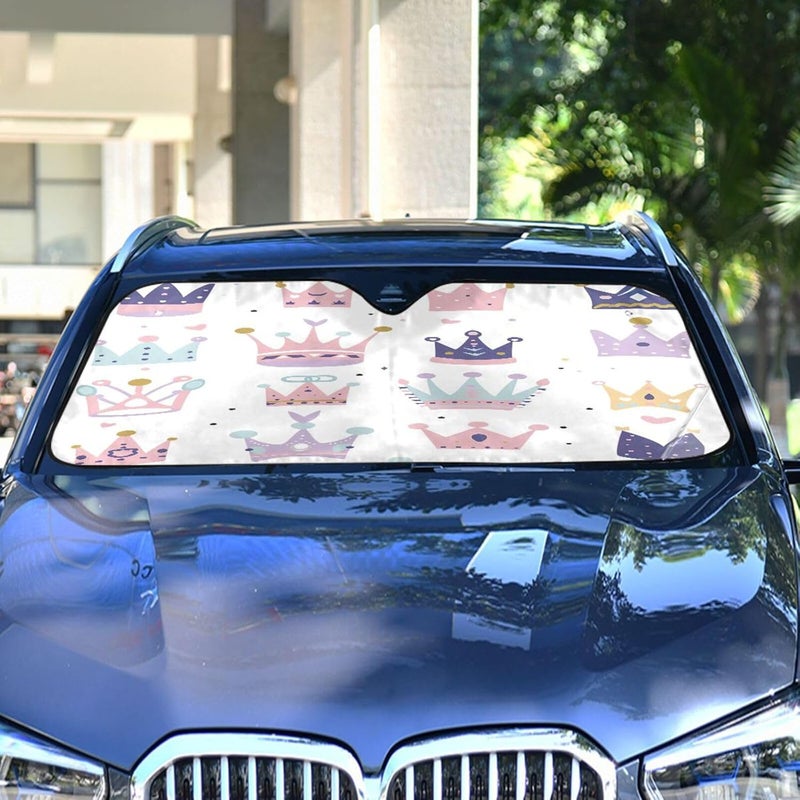 Crown Car Windshield Sun Shade Foldable Sun Visor Automotive Sunshades for Car Truck SUV Blocks UV Rays Keep Your Vehicle Cool - Image 4
