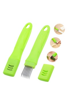 Excefore Spring Onion Slicer, Green Onion Knife with Lid and 7 Stainless Steel Blades, Stainless Steel Vegetable Onion Scallion Slicer, for Green Onion Cucumber Kiwi Potato, Multi-Functional Kitchen Gadgets  - Image 1