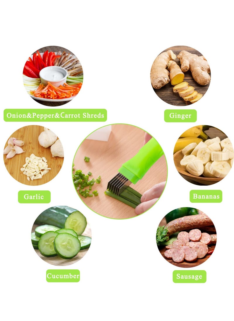Excefore - Spring Onion Slicer, Green Onion Knife with Lid and 7 Stainless Steel Blades, Stainless Steel Vegetable Onion Scallion Slicer, for Green Onion Cucumber Kiwi Potato, Multi-Functional Kitchen Gadgets - Image 1