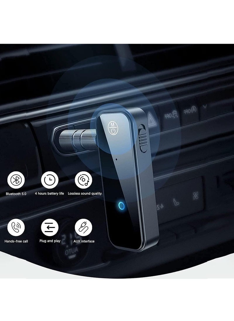 YOMYM - Car Bluetooth 5.0 Receiver,Bluetooth Audio Stereo Receiver Adapter,Hands Free Car Bluetooth Receiver with 3.5mm AUX Audio Adapter,for Home Car MP3 Music Sound System Call Built-in Microphone - Image 1