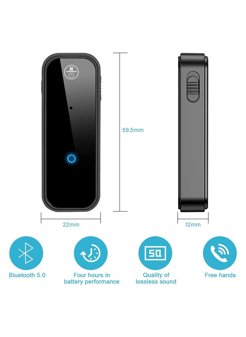 YOMYM - Car Bluetooth 5.0 Receiver,Bluetooth Audio Stereo Receiver Adapter,Hands Free Car Bluetooth Receiver with 3.5mm AUX Audio Adapter,for Home Car MP3 Music Sound System Call Built-in Microphone - Image 1