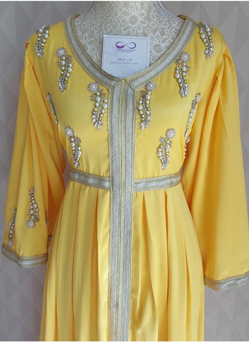 ALREESH ALBANAFSAJI - HANDWORK YELLOW DRESS - Image 1