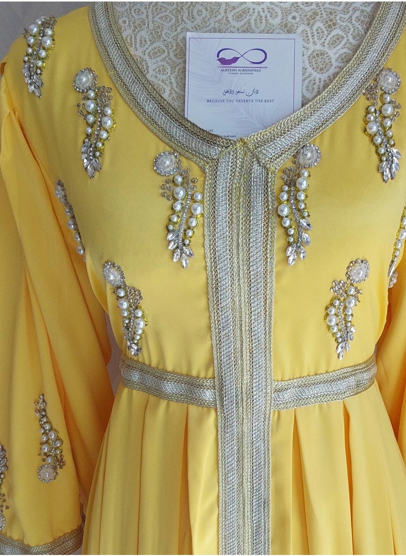 ALREESH ALBANAFSAJI - HANDWORK YELLOW DRESS - Image 1