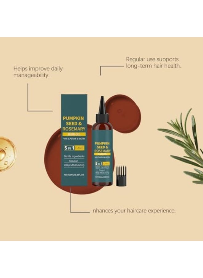 Pumpkin Seed Rosemary Oil For Hair Growth | Infused with Pumpkin Seed, Rosemary, Castor Oil | Hair Oils Repairs Dry Damaged Hair, Strengthening, Moisturizing, Healthier Hair - Image 2