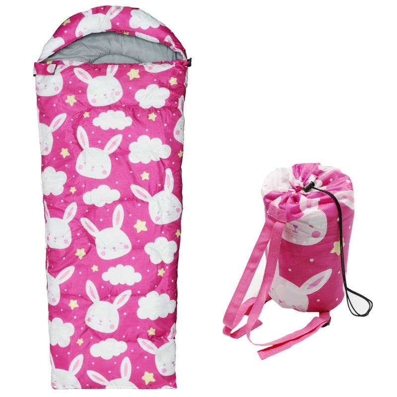 tuphen Kids Sleeping Bags - Camping Sleeping Bags with Carry Bag - Compact Sleeping Bag for Hiking, Backpacking 3 Season Warm & Cool Weather, Lightweight Waterproof Outdoor Travel for Boys Girls (Pink) - Image 1