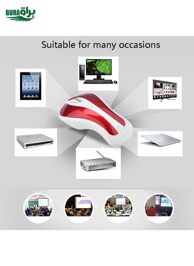 BURAQ - PR-01 1600 DPI 7 Keys Flying Squirrel Wireless Mouse 2.4G Gyroscope Game Mouse(White Red) - Image 1