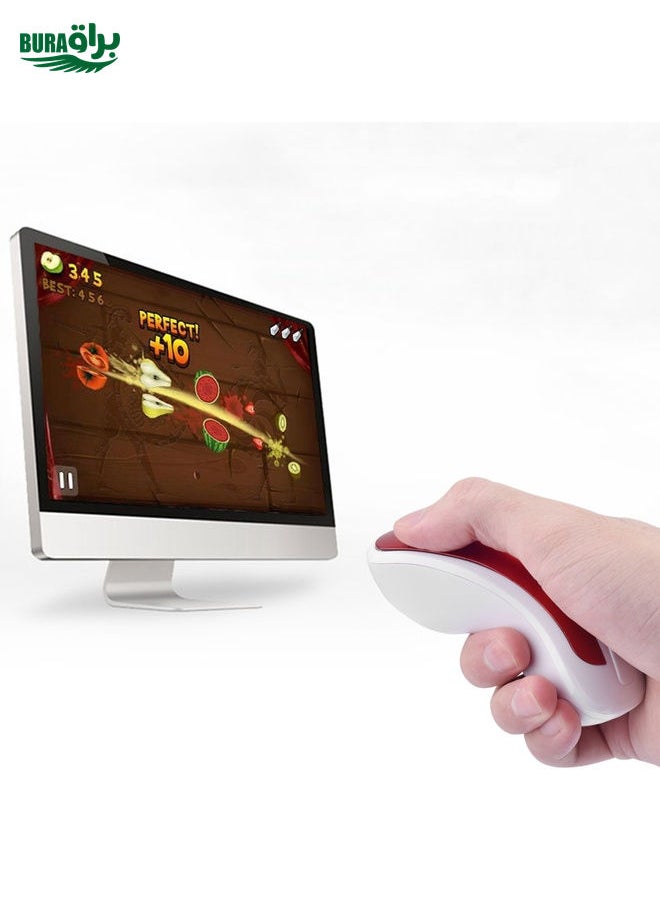 BURAQ - PR-01 1600 DPI 7 Keys Flying Squirrel Wireless Mouse 2.4G Gyroscope Game Mouse(White Red) - Image 1