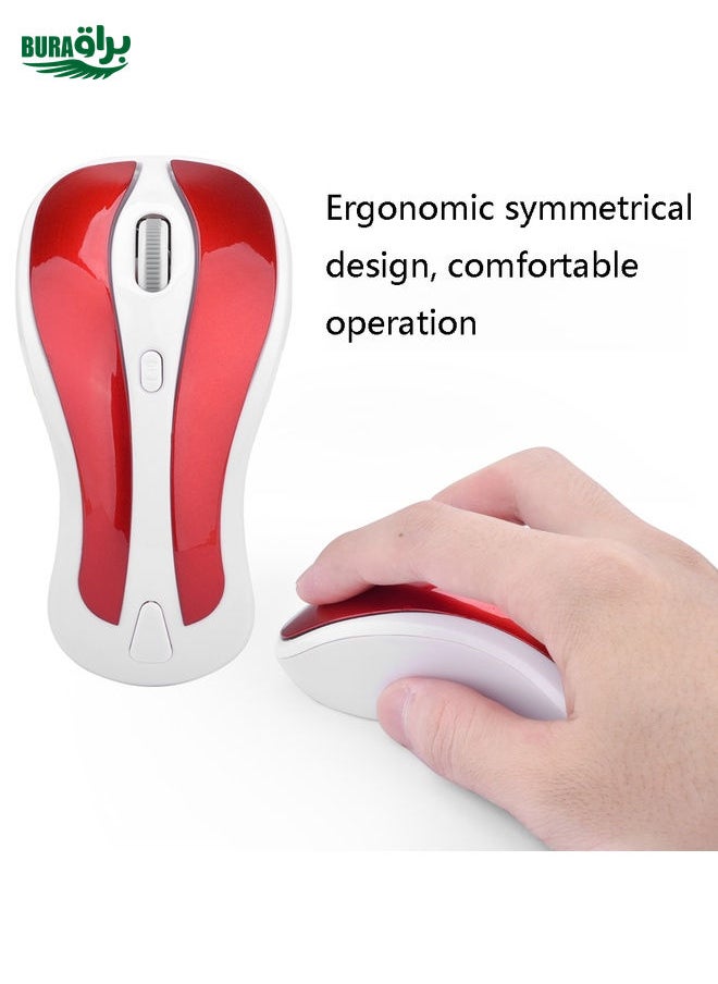 BURAQ - PR-01 1600 DPI 7 Keys Flying Squirrel Wireless Mouse 2.4G Gyroscope Game Mouse(White Red) - Image 1