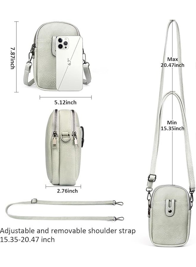 Small Crossbody Bags for Women,Leather Cell Phone Purse Bag Wallet, Shoulder Handbags with Adjustable Strap (Grey) - Image 2