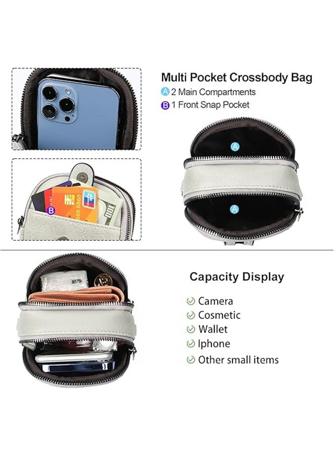 Small Crossbody Bags for Women,Leather Cell Phone Purse Bag Wallet, Shoulder Handbags with Adjustable Strap (Grey) - Image 3